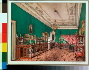 Interieurs van het Winterpaleis - De slaapkamer van Grootvorstin Maria Nikolajevna - Aquarel op papier door Konstantin Andreyevich Ukhtomsky (Constantin Oukhtomsky) (1818-1881) - 1837 door Konstantin Andreyevich Ukhtomsky
