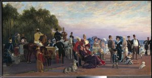 Op de punt van het eiland Vasilievski, Strelka door Konstantin Apollonovich Savitsky