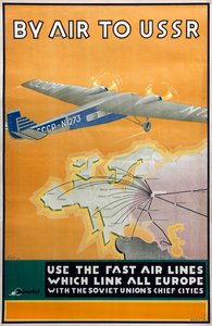 Per lucht naar de USSR Poster van het Intourist bedrijf door Konstantin Bor Ramensky
