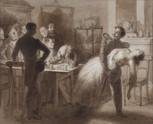 Illustratie bij het gedicht De Vrouw van de Tambov Penningmeester door M. Lermontov, 1862