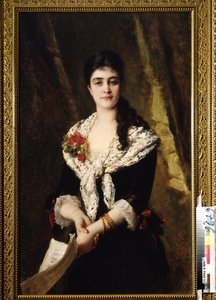 Portret van de zangeres A. Panaeva Kartseva als Tatjana in de opera Jevgeni Onegin van P. Tsjaikovski door Konstantin Egorovich Makovsky