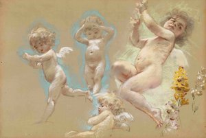 Putti. Interieurdecoratie van het Baron von Dervis herenhuis in Petersburg door Konstantin Egorovich Makovsky
