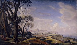 Landschap met bomen door Konstantin Fyodorovich Bogayevsky