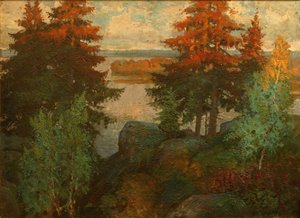 Herfstlandschap door Konstantin Ivanovich Gorbatov