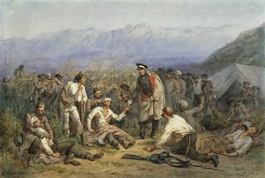 Na de slag. Scène uit de Krimoorlog door Konstantin Nikolaevich Filippov