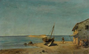 Het huis van de visser op het strand