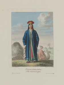 Kalmyk meisje. Uit Les peuples de la Russie, 1812 door Korneev