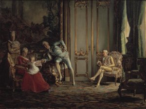 Een interieur uit de vorige eeuw. Scène van het hof van Christian VII door Kristian Zahrtmann