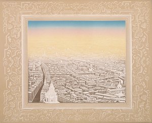 Luchtfoto van Londen ingelijst in een decoratieve rand