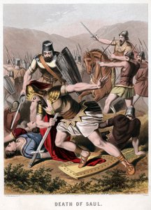 De dood van Saul en zijn wapendrager in de strijd met de Filistijnen, 1870 door Kronheim and Co
