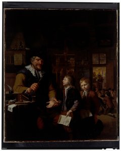 Een schoolmeester die twee jongens straft door Krzyztof (1659 1729) Lubieniecki