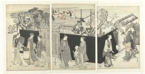 Het huis van de kyoka dichter bij nacht door Kubota Shunman