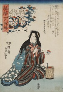 Ono no Komachi, uit de serie Parodieën van de zes poëtische onsterfelijken Nazorae rokkasen, 1847-1852