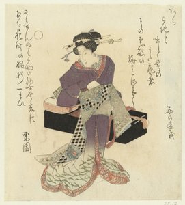 Geisha bindt haar ceintuur om door Kurizono