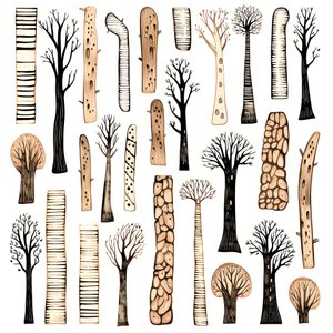 Boomstamsecties, boho-clipart, boho-tekenpatroon, boho-stam 2