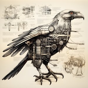 Stoommechanische vogel blauwdrukken van Da Vinci 2