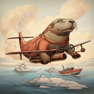 Een walrus vliegt een vliegtuig 4