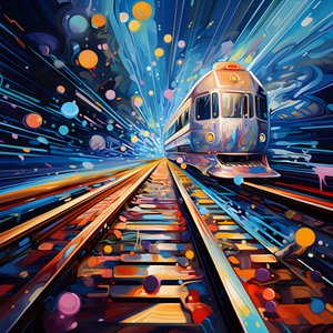 Een abstract schilderij vol fantasie, spoorfotografie 3