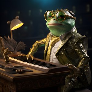 Elton John als kikker met zonnebril en piano 3
