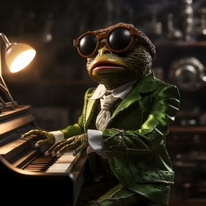 Elton John als kikker met zonnebril en piano 4