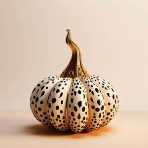 goud wit en zwart, pompoen op beige achtergrond 2