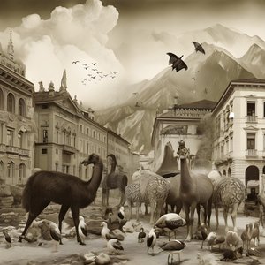 Innsbruck in een oude foto met elegante zebra