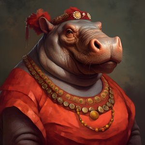 Portret van een oude republikeinse vrouwelijke nijlpaard 2
