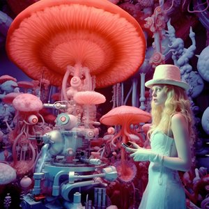 Super-resolutie elektronenmicroscoop opname van vrouw in de artistieke stijl van David LaChapelle 4