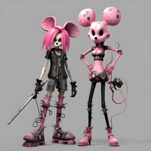 Nachtmerrie voor kerstmis punk roze Minnie en Mickey Mouse