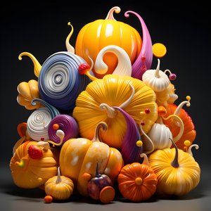 Kleurrijke pompoenen in 3D 3