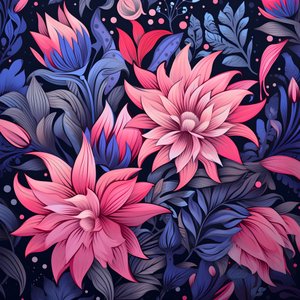 Een boeket bloemen in roze en blauw 1