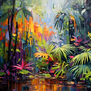 een regenachtige kleurrijke Jungle 3