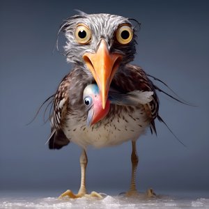 een strandloper houdt een vis vast