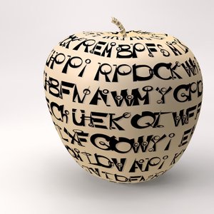 Ingelijste appel met letters I