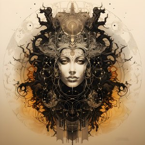 Leonardo da Vinci concept schets album artwork wortel van een boom die uit de grond groeit en als Jack en de bonenstaak naar de hemel reikt 3