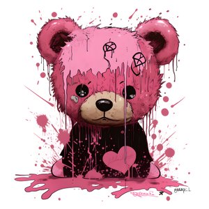roze unisex-teddybeer met een bruin tatoeage op het voorhoofd 3 door Kurt Heppke