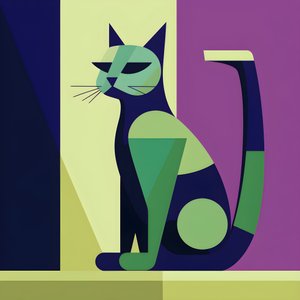 Om een opvallend contrast te creëren, zit zilveren kat inhoud in de stijl van modernistische strakke lijnen 2