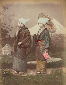 Japanse Reizigers, ca. 1880 door Kusakabe Kimbei