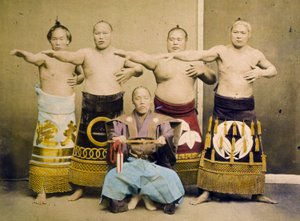 Sumoworstelaars, ca. 1877 door Kusakabe Kimbei