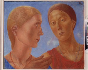 Twee van hen. Schilderij van Kuzma Sergeyevich Petrov-Vodkin (1878-1939), olieverf op doek