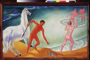 Dorstige krijger door Kuzma Sergeevich Petrov Vodkin