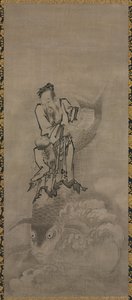 Hotei met Daoïstische onsterfelijken: Onsterfelijke rijdend op karper