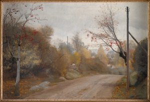De weg bij Mogenstrup, Zeeland. Herfst