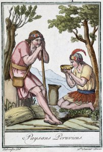 Peruaanse boeren - in "Encyclopedia of Travels" door J. Grasset St Sauveur, ed. Parijs