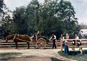 Boeren aan het einde van de oogst, Zweden, c1890
