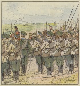 De Russische troepen eren de passage van een generaal door L. Malespine