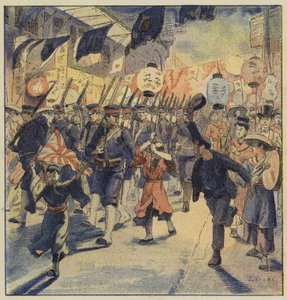 Patriottische manifestaties in Japan door L. Malespine