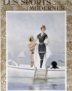 Zee bad - aquarel door L. Rossi in 