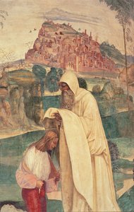 Leven van St. Benedictus, scène 4: De monnik Romanus kleedt Benedictus