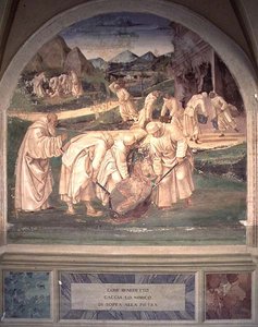 Het Leven van St. Benedictus (fresco) (detail) door L. and Sodoma G. Signorelli
